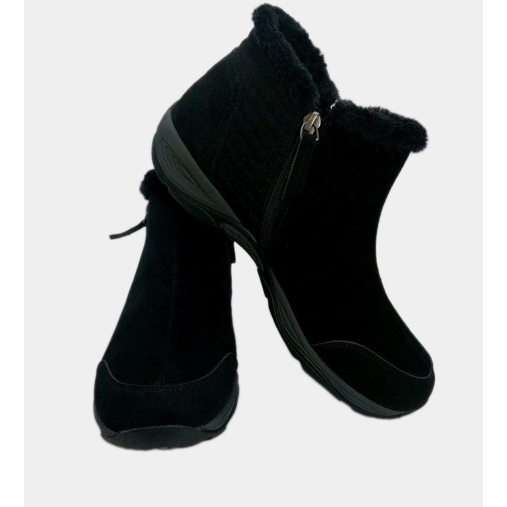 Easy Spirit Ankle Bootie Women's 9M SeElinot Black Double Zip Faux Fur Boot NWOB
